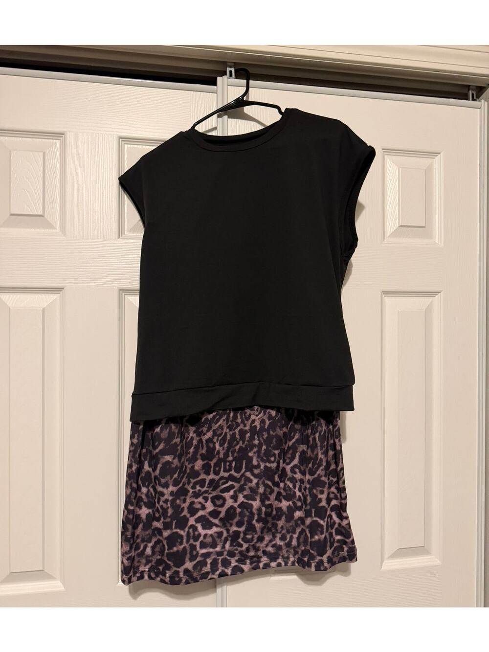 2 Piece Black and Leopard Print Outfit